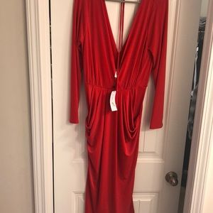 BCBG draped bodycon midi dress